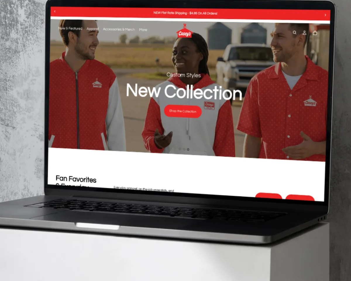 Casey's BrandShop storefront featuring the coordinated branded apparel collection
