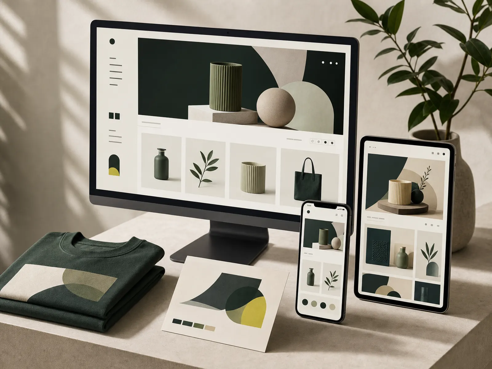 Conceptual illustration of digital creative and branded commerce experiences