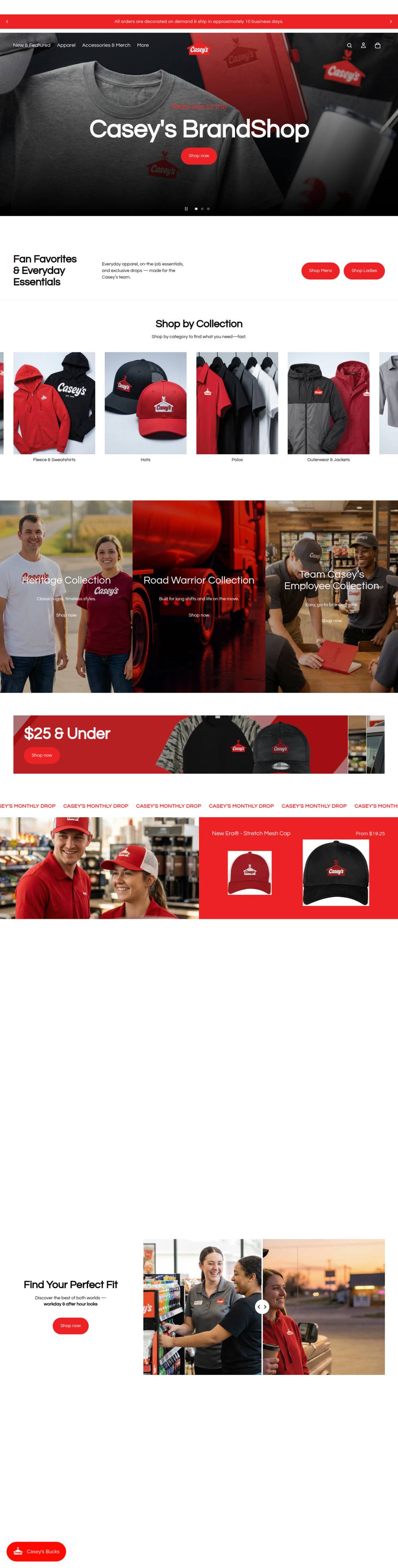 Casey's storefront — Retail campaign shop