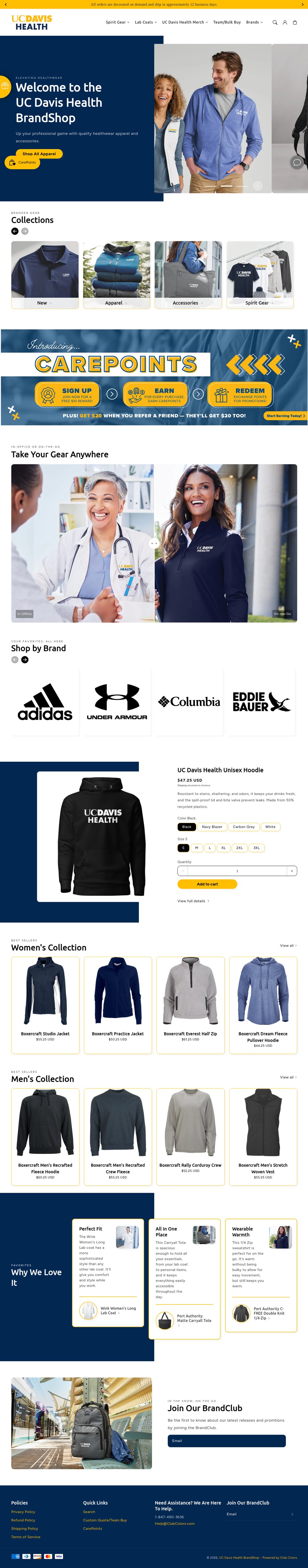 UC Davis Health storefront — Healthwear BrandShop